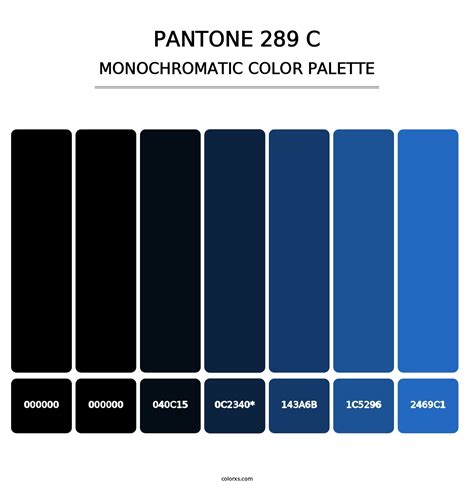 PANTONE 289 C color palettes - colorxs.com