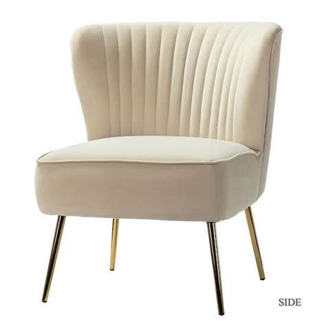 Jayden Creation Monica Modern Tan Velvet Comfy Living Room Side Chair