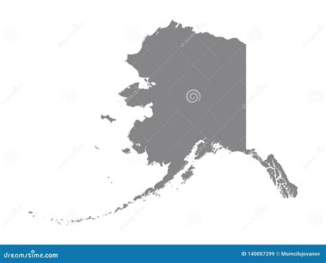 Gray Map Of The USA State Of Alaska Stock Vector Illustration Of