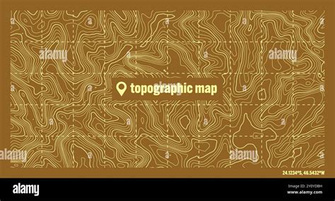 Colorful Topographic Map With Contour Lines Geographic Terrain Grid