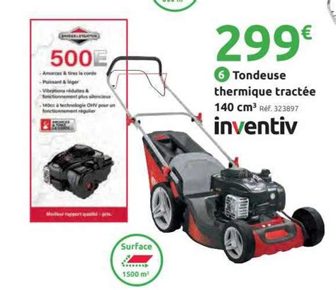 Promo Tondeuse Thermique Tractée 140 Cm3 Inventiv chez Mr Bricolage