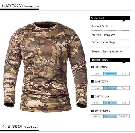 S Archon Spring Tactical Camouflage Long Sleeve T Shirt Men Military