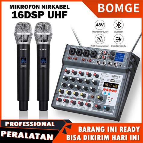 Jual Bomge 6 Channel Audio Dj Console Mixer Soundcard Dengan 2 Uhf