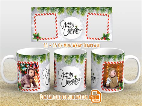 Christmas Mug Wrap 11oz And 15oz Mug Png Christmas Photo Mug Template