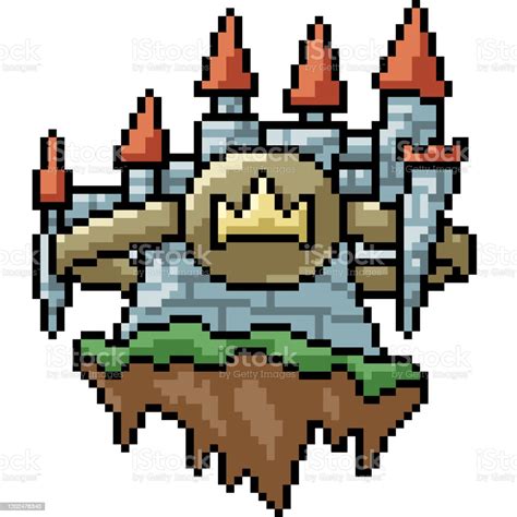 Wektor Pixel Art Float Zamek Odosobniony Rysunek - Stockowe grafiki ...