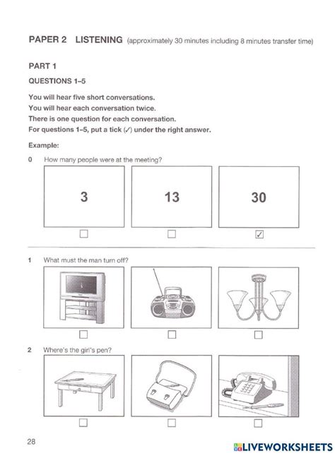 Listening A2 Online Exercise For Live Worksheets