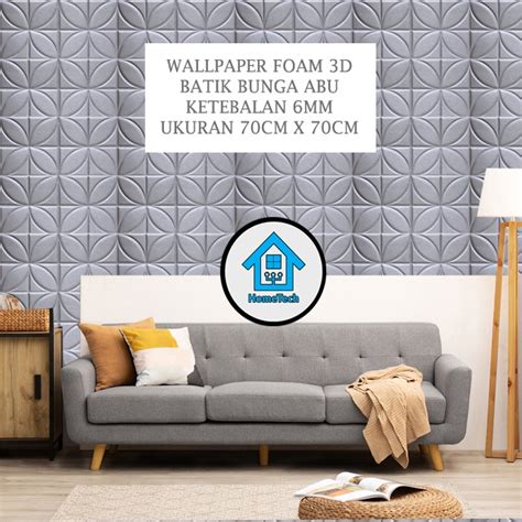 Jual HT Wallpaper Foam 3D Motif Batik 07 Abu Bata Semanggi Stiker