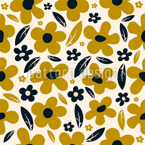 Groovy Daisy Flowers Seamless Vector Pattern Design