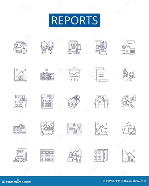 Reports Line Icons Collection Research Writing Reports Documents