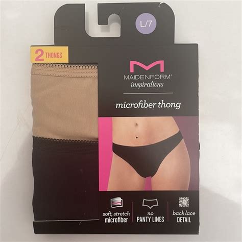 Hanes Intimates Sleepwear New 2pk Hanes Maidenform Thong Size L 2ct Black Nude Underwear