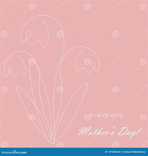 Happy Mothers Day Card With Flower Tulip Vector Stock Vector