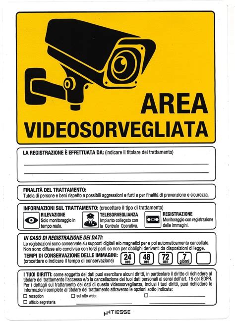 Tiesse Adesivo Area Videosorvegliata Conforme Gdpr Edpb