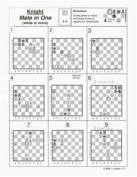 Mate In 1 Puzzles Printable Chess