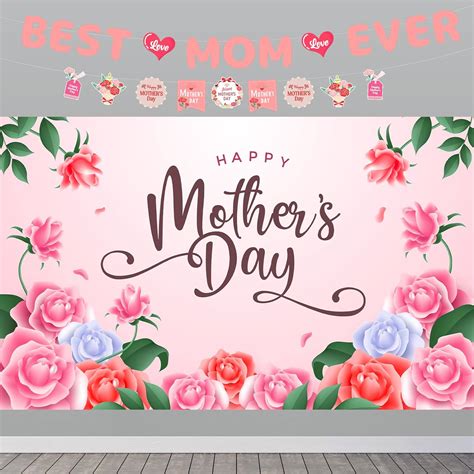 Amazon Pcs Mother S Day Decorations Happy Mother S Day Backdrop