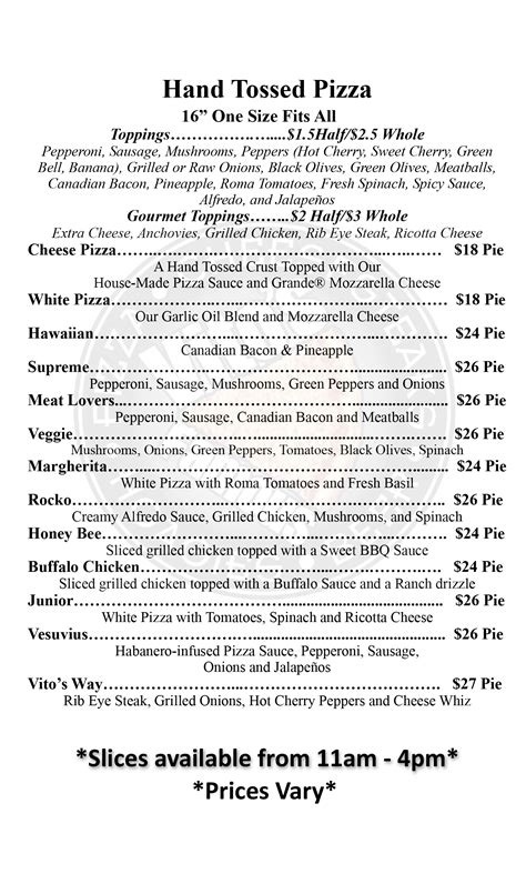 Vito's Menu - Vito's Famous