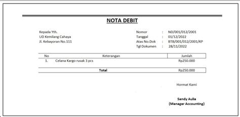 Nota Debit Adalah Pengertian Fungsi Dan Contohnya Lengkap