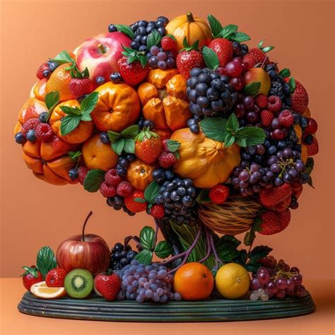 Premium Photo Tree Made Of Fruits And Vegetables