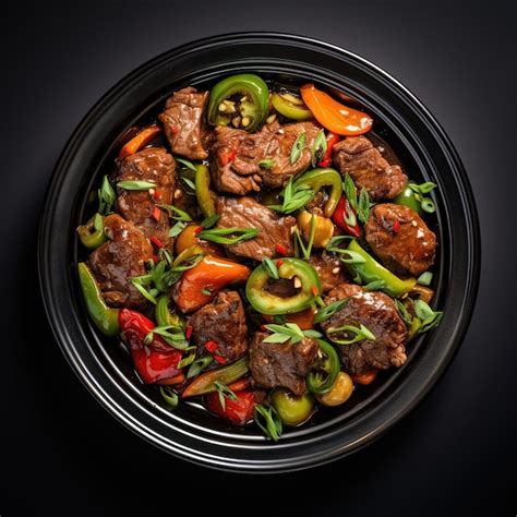 Premium Photo A Plate Of Beef Stir Fry In A Pepper Sauce In The Style