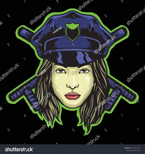 Police Woman Stick Logo Mascot Design Stock Vector Royalty Free