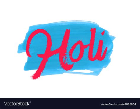 Holi Lettering Pink Hand Written Poster Royalty Free Vector