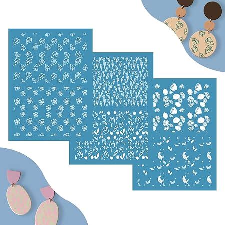 6PCS Silk Screen Stencils EEEKit 5 90 3 54 Inch Stencils Clay Tools