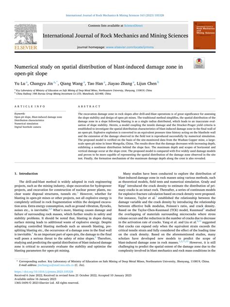 Pdf Numerical Study On Spatial Distribution Of Blast Induced Damage