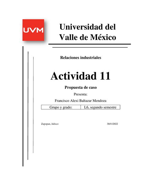 A Fabm Propuesta De Caso Universidad Del Valle De M Xico