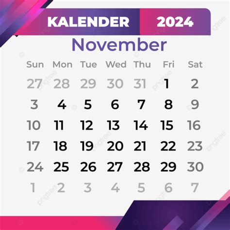 Calendrier Mois Novembre Vecteur Png Calendrier Calendrier