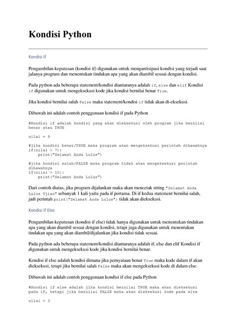 Pertemuan 6 Kondisi Python Kondisi Python Kondisi If Pengambilan