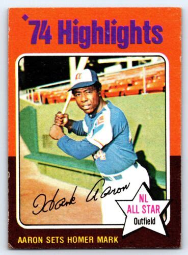 1975 TOPPS 1 HANK AARON HIGHLIGHTS ATLANTA BRAVES HALL OF FAME EX NM