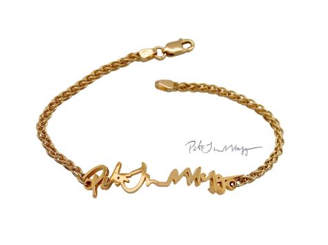 14k Gold Handwriting Bracelet With Signature Of Loved Ones Custom