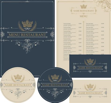 Conjunto De Elementos De Design Para Restaurante Vetor Premium