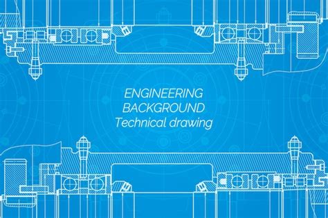 Dibujos De Ingenier A Mec Nica Sobre Fondo Azul Fresadora Husillo