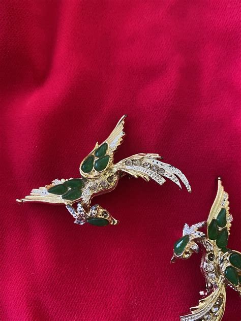 Vintage Boucher Style Birds Paradise Brooch Rhinesto Gem