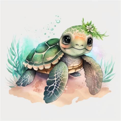 Cute Baby Sea Turtle Drawing