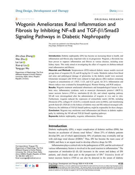 PDF Wogonin Ameliorates Renal Inflammation And Fibrosis By Inhibiting