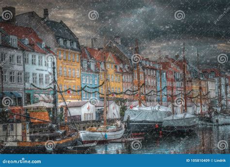 Nyhavn is the Old Harbor of Copenhagen Stock Image - Image of ship ...