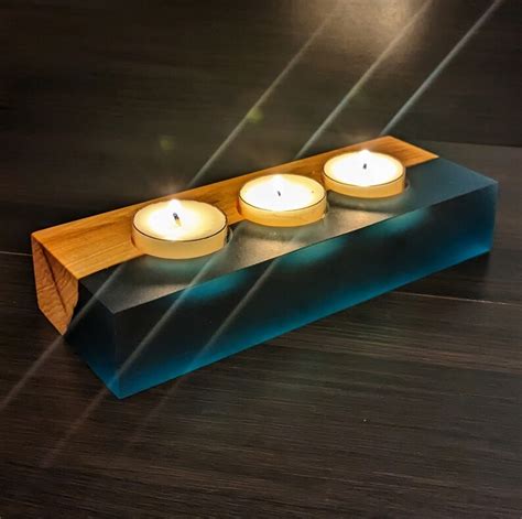 Jade Epoxy Wood Candle Holders Etsy