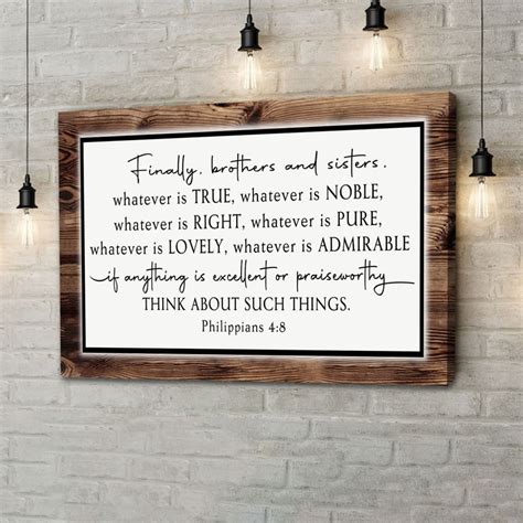 Whatever Is True Whatever Is Noble Philippians 48 Wall Art Canvas