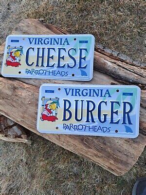 CHEESE BURGER VIRGINIA VANITY LICENSE PLATE JIMMY BUFFETT