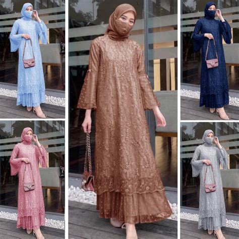 Jual REALPICT GAMIS ANGEL FULL BRUKAT TILE MUTIARA REALPICT GAMIS