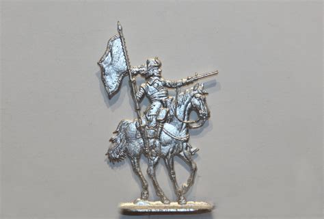 Schmalkalder Zinnfiguren Dragoner Zu Pferd Mit Standarte Pistole