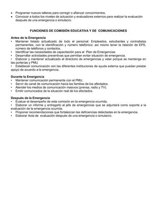 Funciones Del Comit De Emergencias PDF