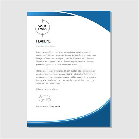 Blue Simple Modern Letterhead Template Design Stock Vector