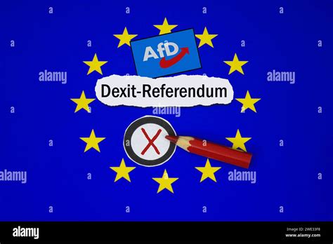 Symbole Der Eu Und Afd Mit Dexit Referendum Und Wahlkreuz Symbole Der