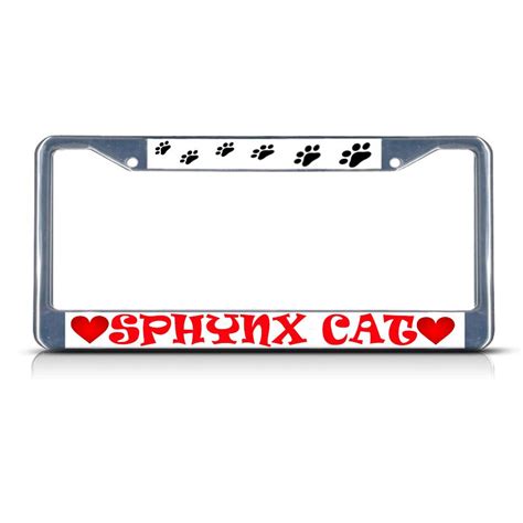 I Love My Sphynx Cat Chrome Heavy Duty Metal License Plate Frame Tag