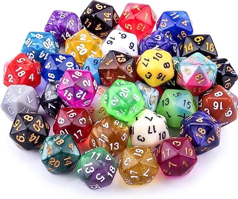 Austor 35 Pieces Polyhedral Dice Set Mixed Color Dnd Dice 20 Sides Game