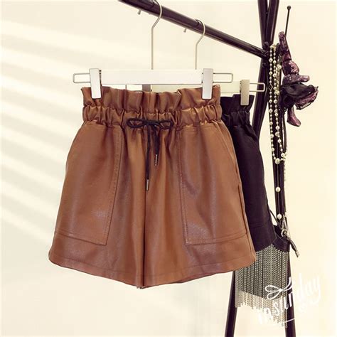 2022 Autumn And Winter New Korean Style Female Sexy Leather Shorts High