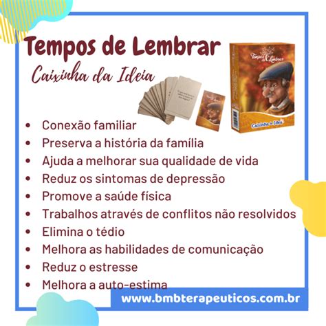 Jogo Terapêutico para Idosos Tempos de Lembrar BmB Terapêuticos