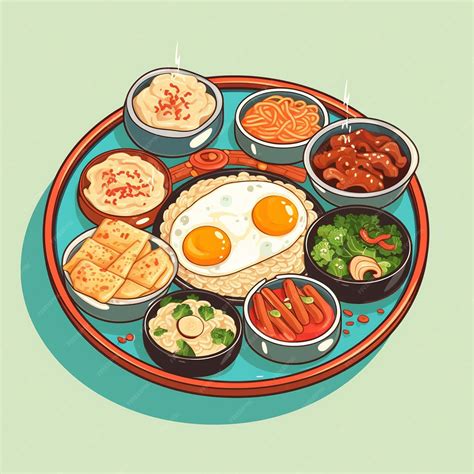 Premium Vector Asian Vector Korean Cuisine Food Korea Meal Restaurant Illustration Traditional